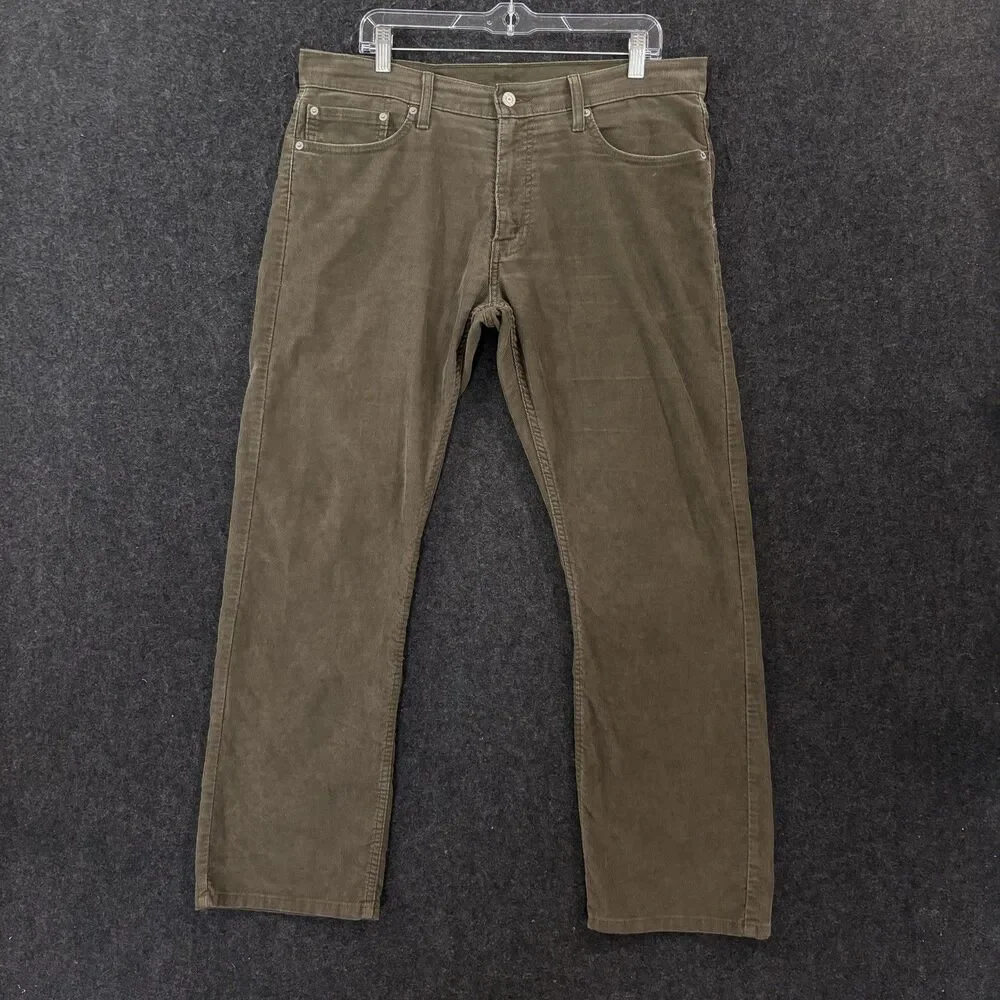 Levis 514 Corduroy Pants Men's 36x30 Olive Green 5-Pocket Straight Casual